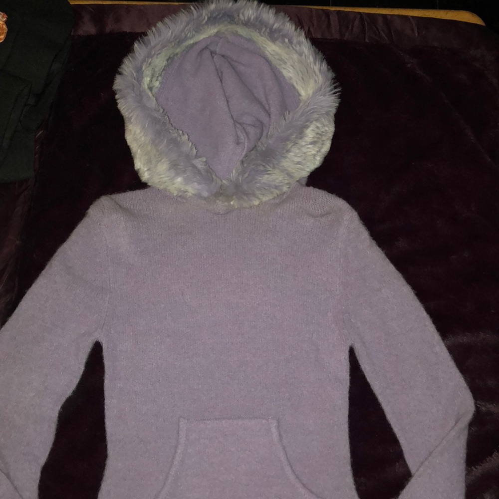 Purple pull over with fur hood lining , very soft